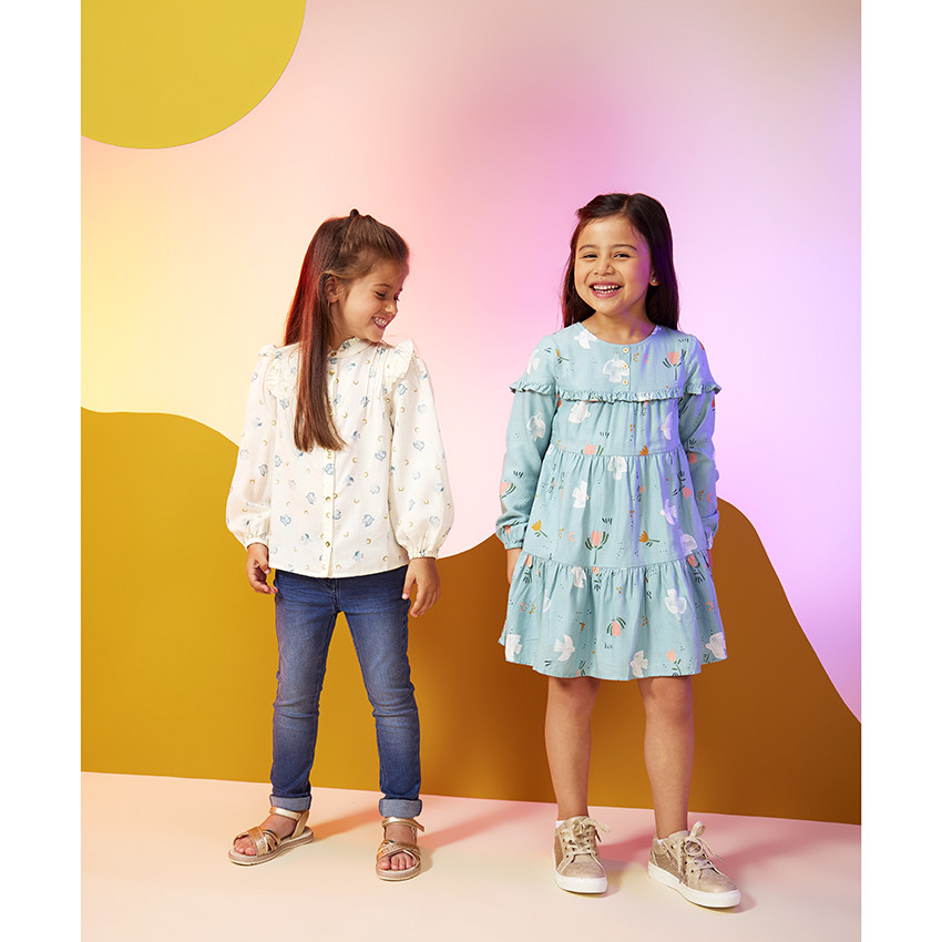 Vestido manga larga y volantes -"Peace Bird" 