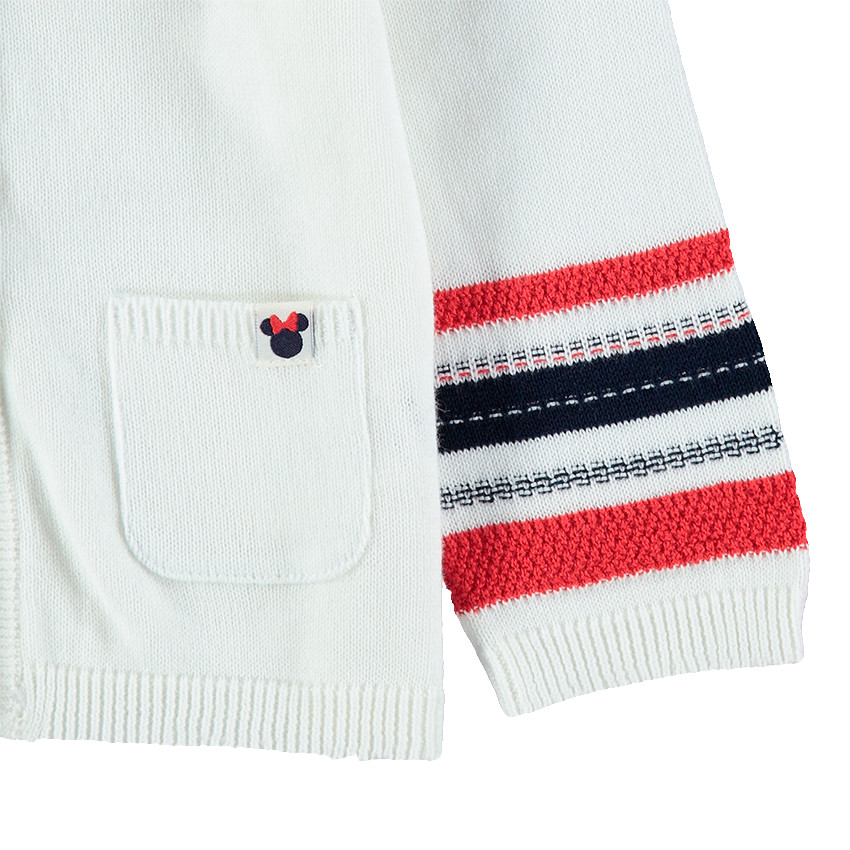 Chaqueta de punto con rayas de jacquard y detalles de Minnie ©Disney 