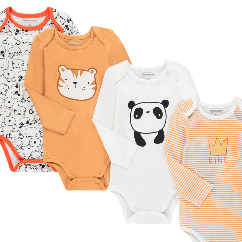 Lot de 7 bodies manches longues en coton print animaux 