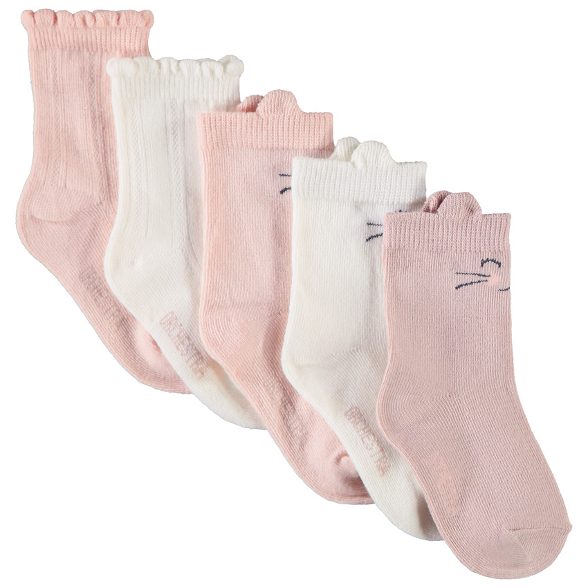 Pack de 5 pares de calcetines con diseño de gato para bebé niña 