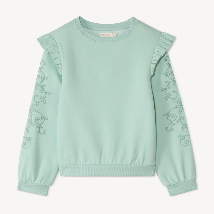 Sudadera de felpa bordada y con volantes para niña 