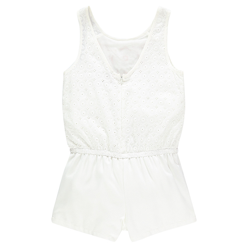 Combishort sin mangas de gasa de algodón con estampado de jacquard 