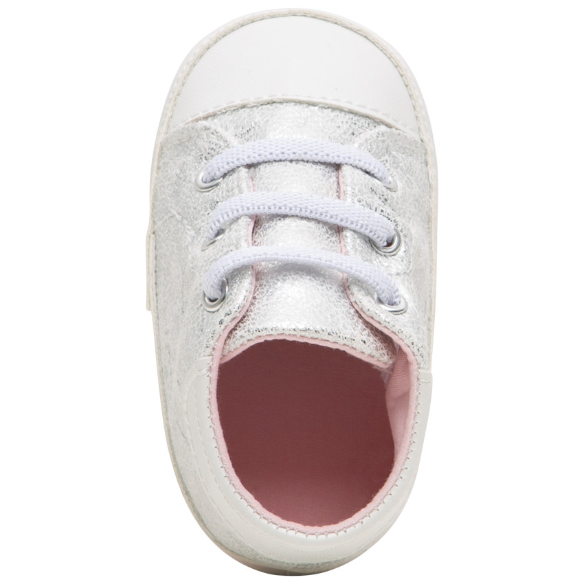 Zapatillas suaves de bebé plateadas con cordones elásticos  Additional Zapatillas suaves de bebé plateadas con cordones elásticos