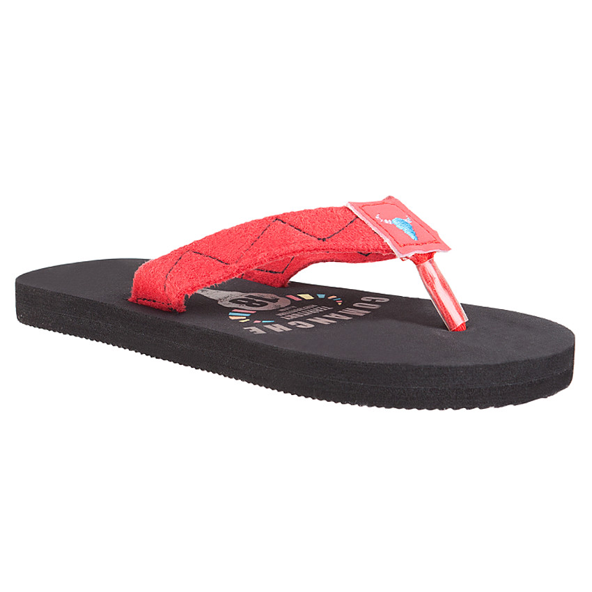 Chanclas con tira roja y parche de búfalo 