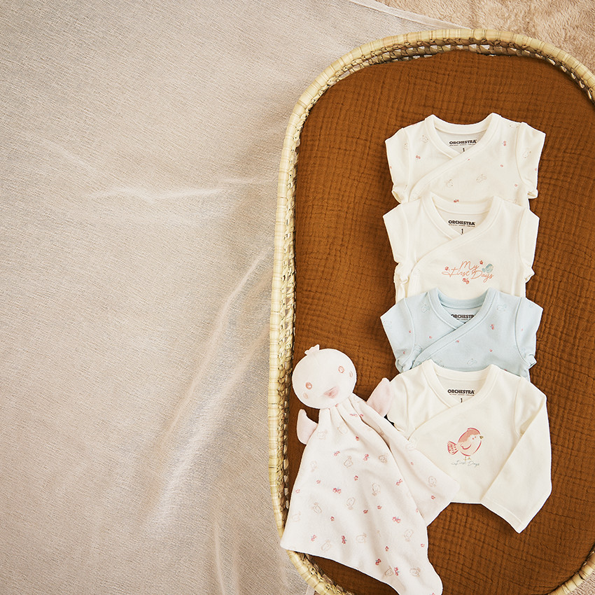 Pack de 2 bodies de jersey con estampado de pájaros para bebé niña 