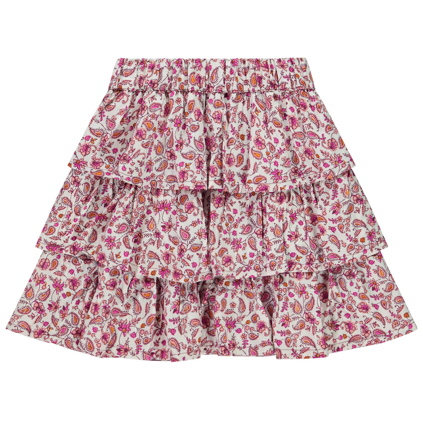 Falda con volantes estampada floral con lurex para niña 