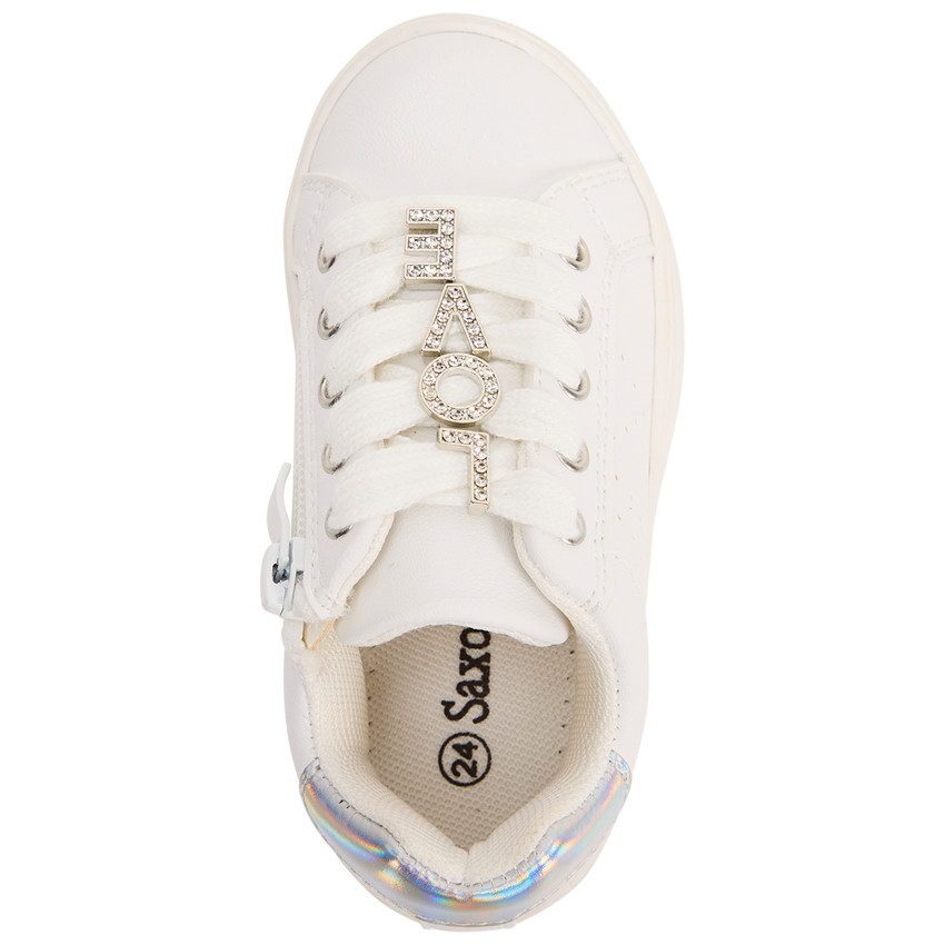 Zapatillas deportivas con cremallera y cordones con adornos para niña 