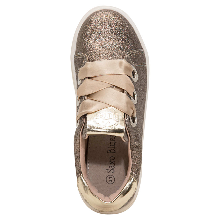 Zapatillas bajas brillantes con cordones de satén 