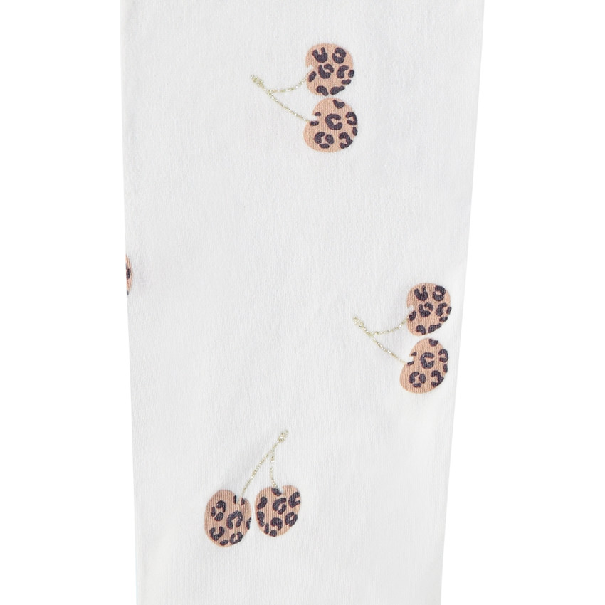 Medias finas estampadas de cerezas y leopardo para niña 