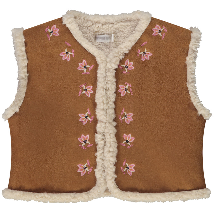 Chaleco sin mangas de ante y sherpa para niña 