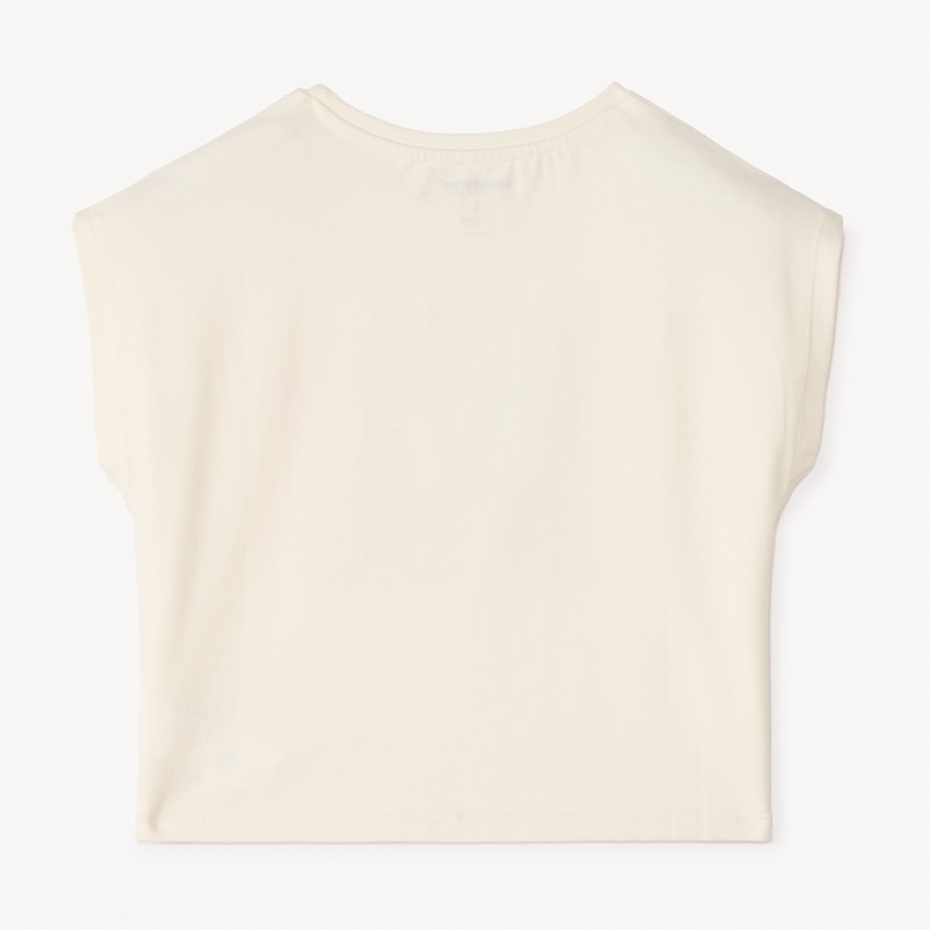 Camiseta de manga corta con forma de caja y nudo para niña 