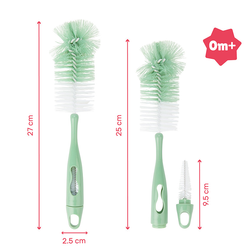 Cepillo limpiabiberones y tetinas verde 