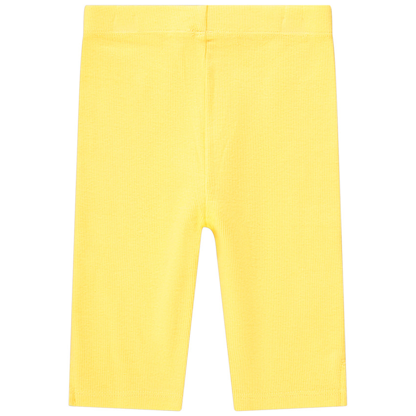 Pantalón corsario de canalé con flores bordadas para bebé niña 