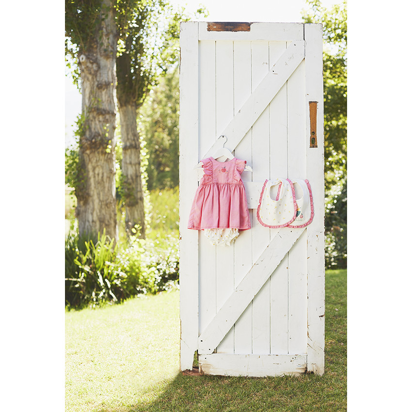 Conjunto 2 piezas vestido + bloomer estampado para niña bebé 