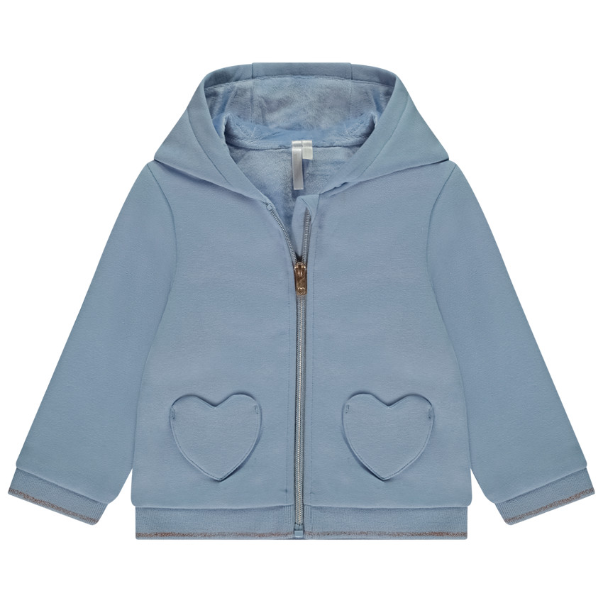 Chaleco de felpa con mangas largas y bolsillos en forma de corazón para bebé niña 