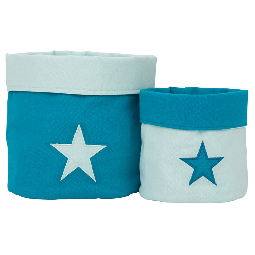 Set de 2 boites de rangement en tissu patch étoile 