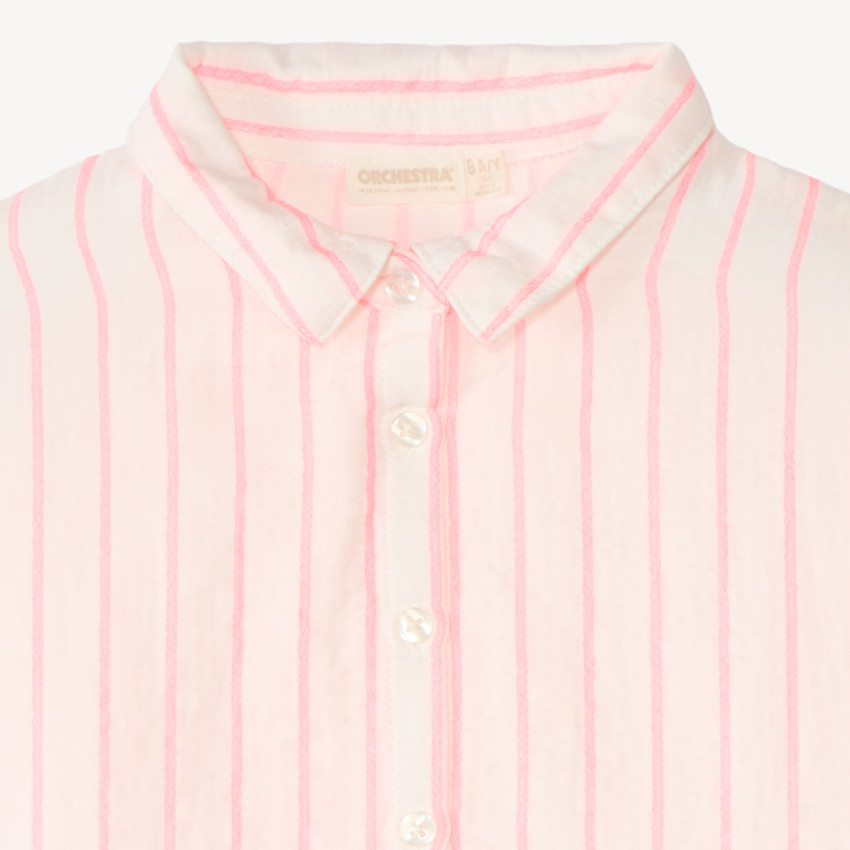 Camisa de manga corta de tela a rayas para niña 