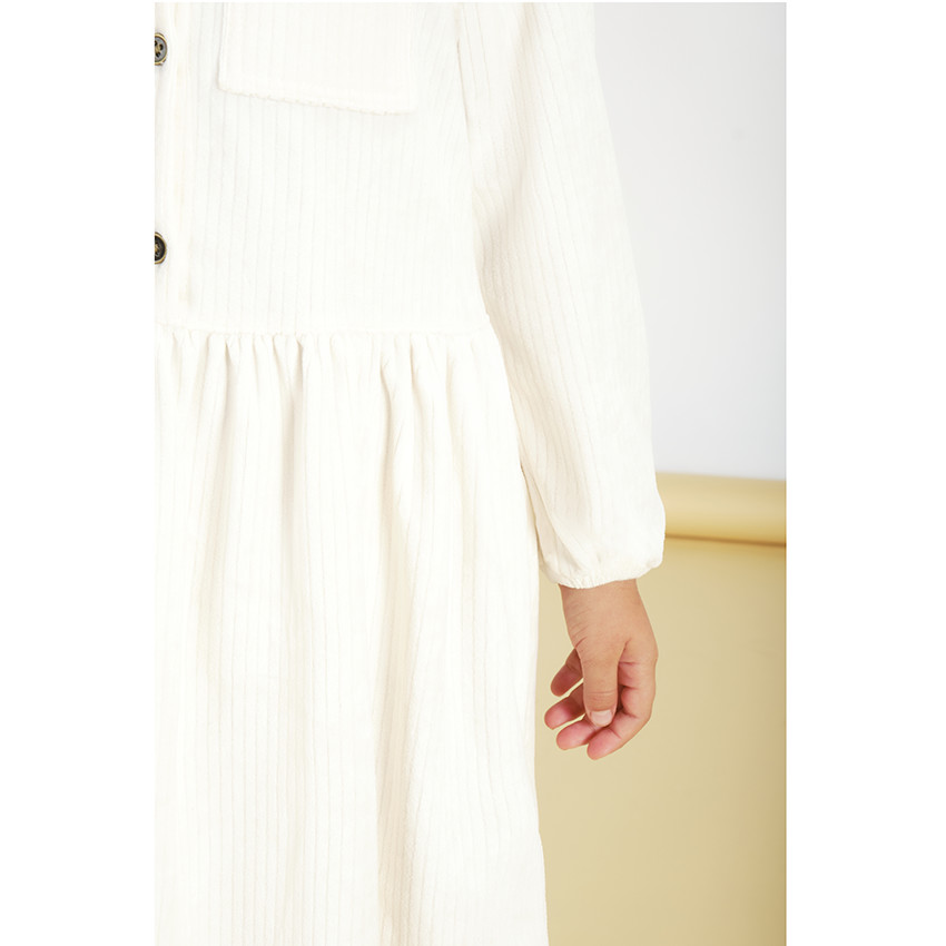 Vestido camisero de pana de manga larga para niña 