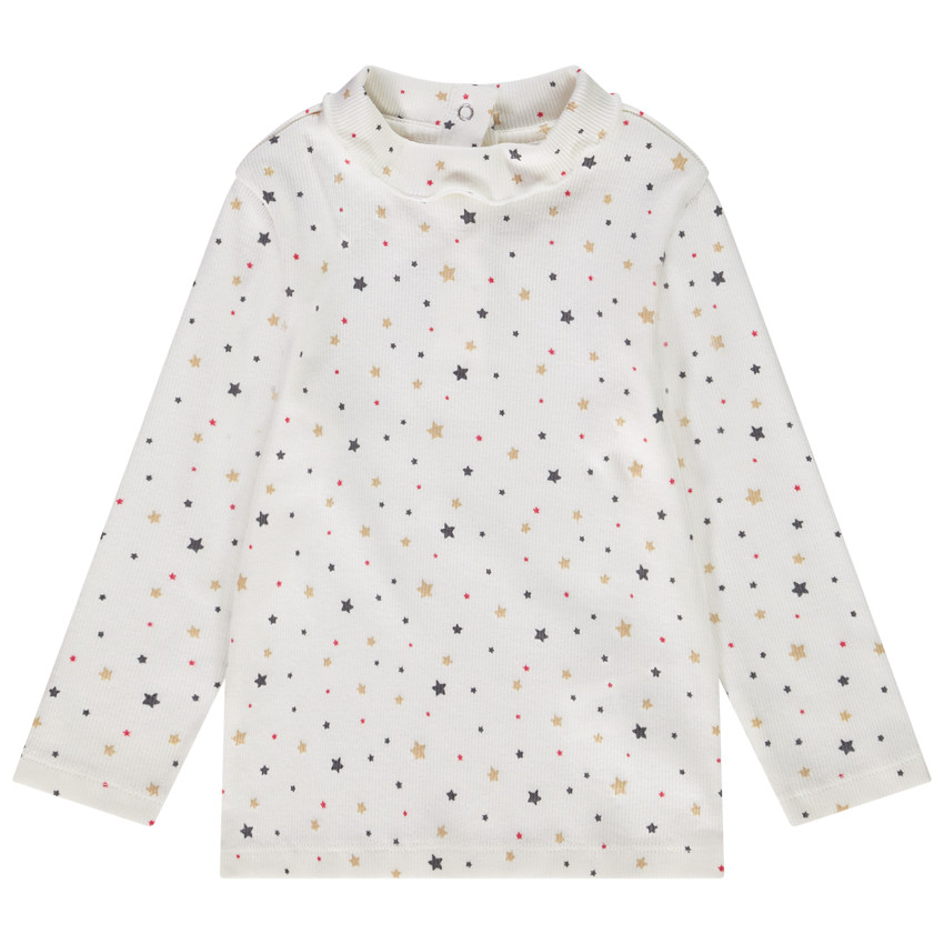 Camiseta interior acacanalado con cuello chimenea con estampado de estrellas para bebé niña Main Camiseta interior acacanalado con cuello chimenea con estampado de estrellas para bebé niña