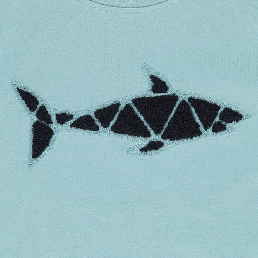 Camiseta manga corta con bordado efecto rizado fantasía para niño 