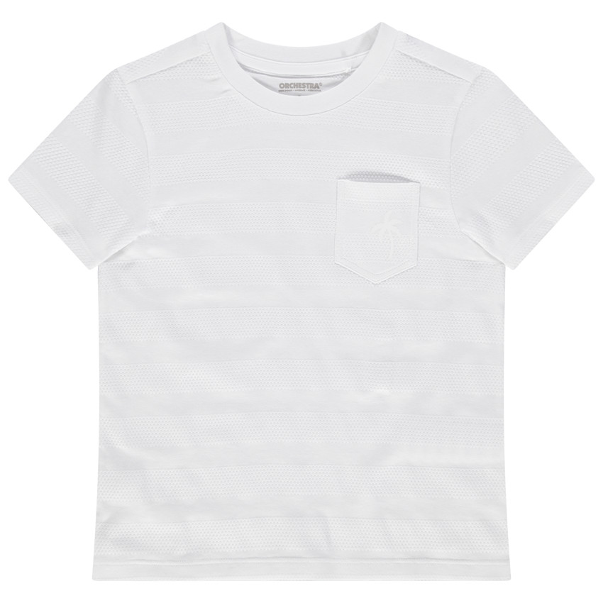 Camiseta de manga corta con bolsillo estampado de palmeras 