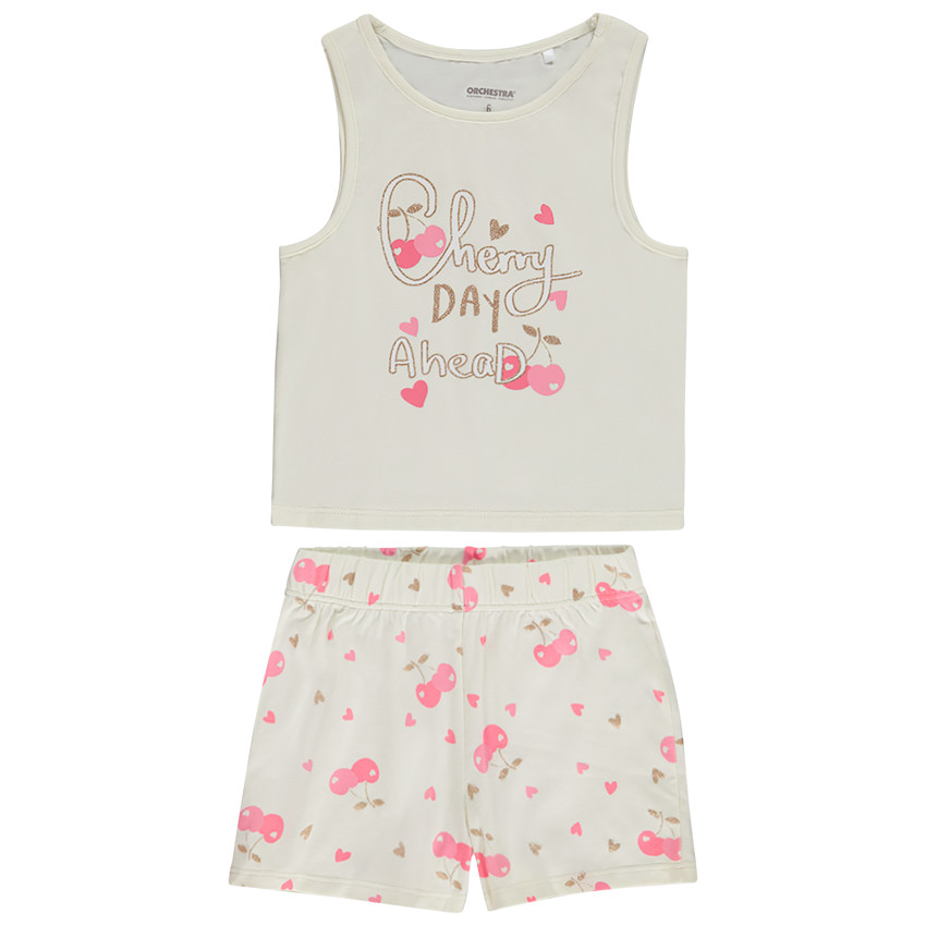 Set de pijama corto de 2 piezas con motivos de cerezas niña 