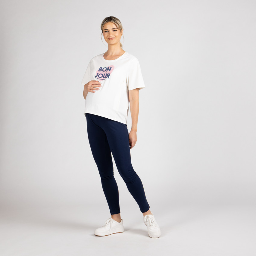 Camiseta de manga corta para embarazo y lactancia con estampado 