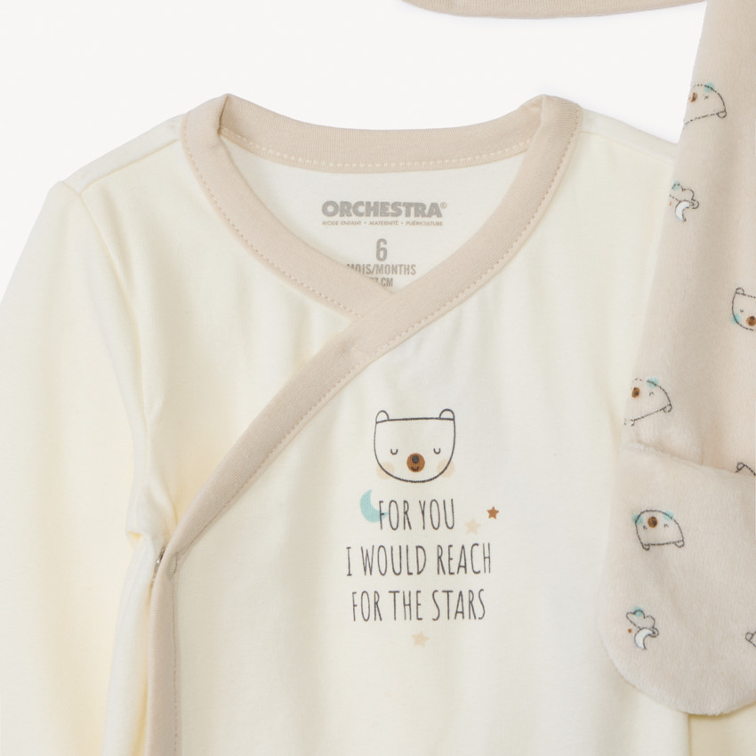 Set nacimiento 3 piezas con estampado de ositos para bebé 