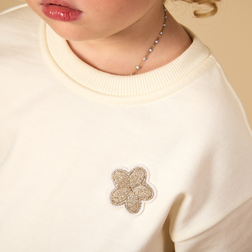 Vestido de manga larga en sarga y felpa efecto 2 en 1 para bebé niña 