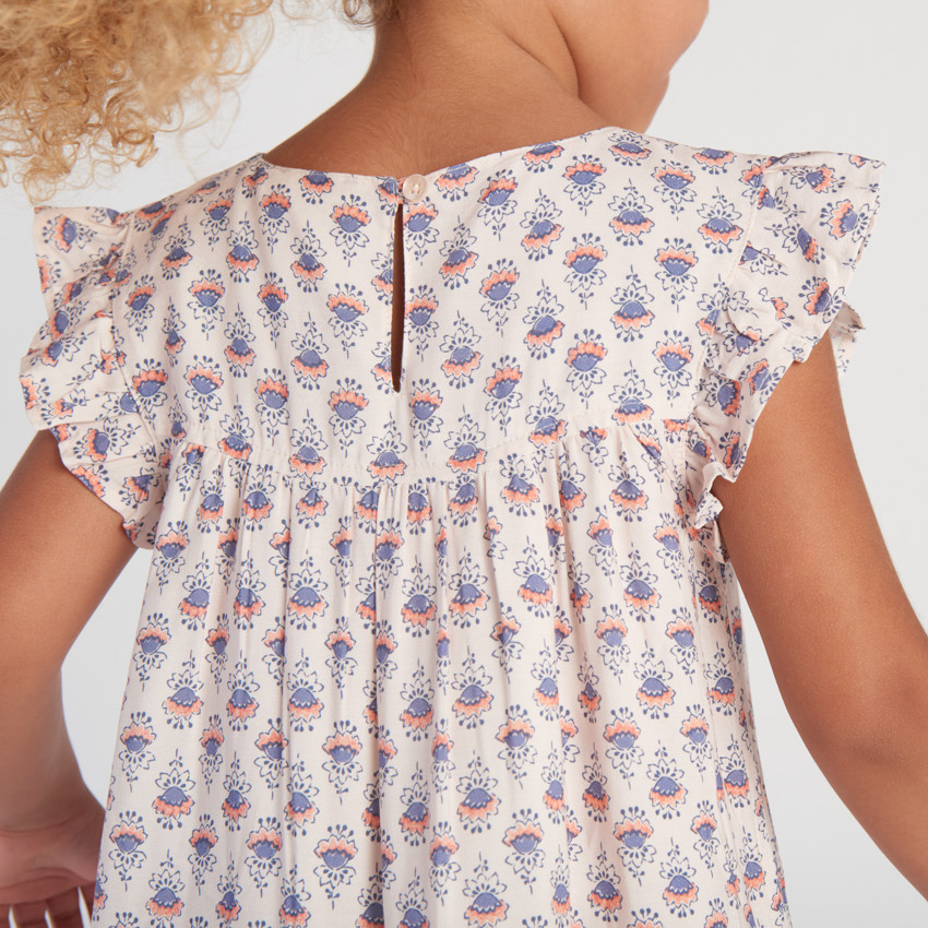 Vestido de manga corta con estampado floral para niña 