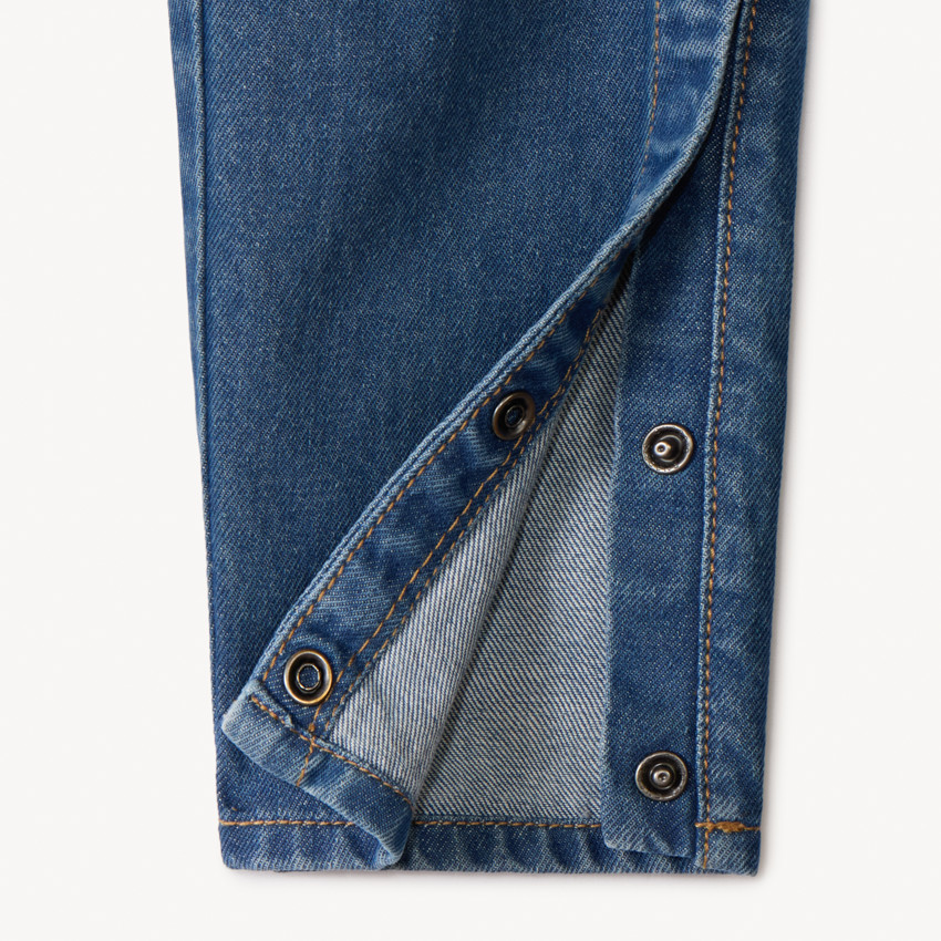 Petos largos de mezclilla con estampado de ballena para bebé niño 