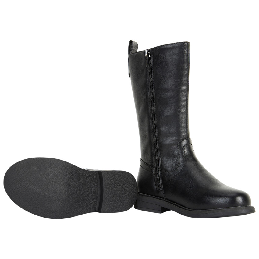 Botas cavaleras negras efecto piel para niña 