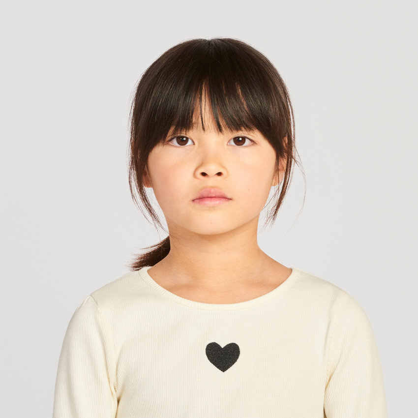 Vestido de manga larga bicolor con efecto balón para niña 