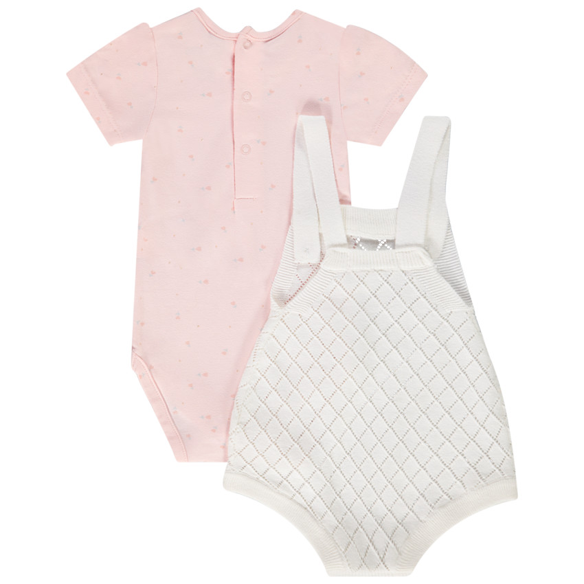 Ensemble 2 pièces barboteuse en tricot pour bébé fille 