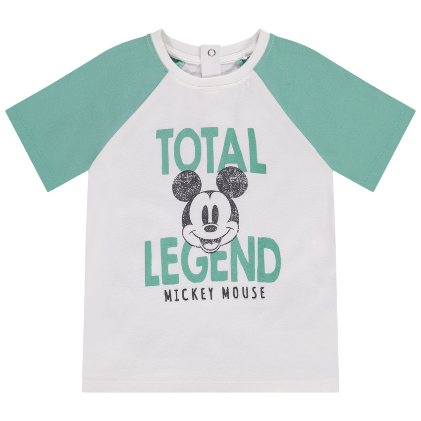 Camiseta de manga corta raglán de punto estampado Mickey Disney para bebé niño 