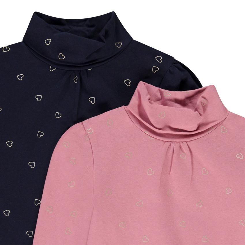 Lote de 2 camisetas interiores con estampado de corazones niña 
