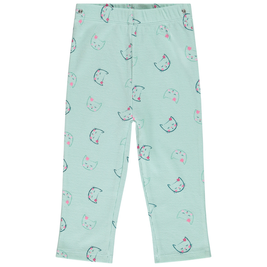 Pijama de 2 piezas de punto con estampado de gatos para bebé niña 