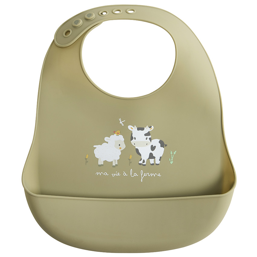 Babero de silicona con bolsillo La Vie à la Ferme 