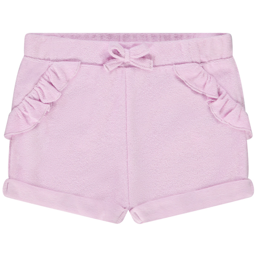 Short de felpa con bolsillos con volantes para bebé niña 