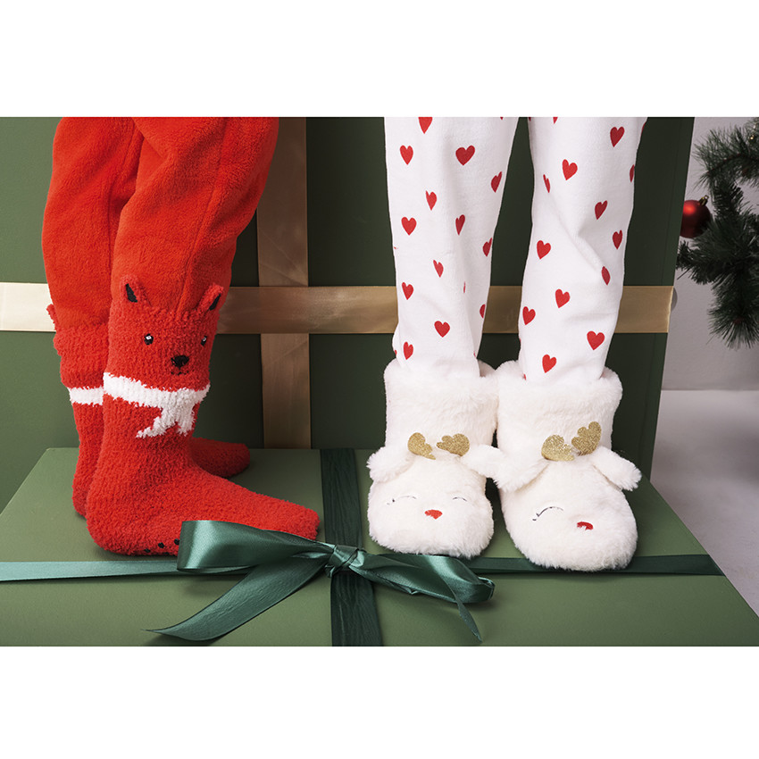 Juego de 2 pares de calcetines antideslizantes de Navidad para niños