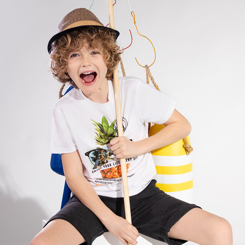 Júnior - Camiseta de manga corta de punto con piña estampada 