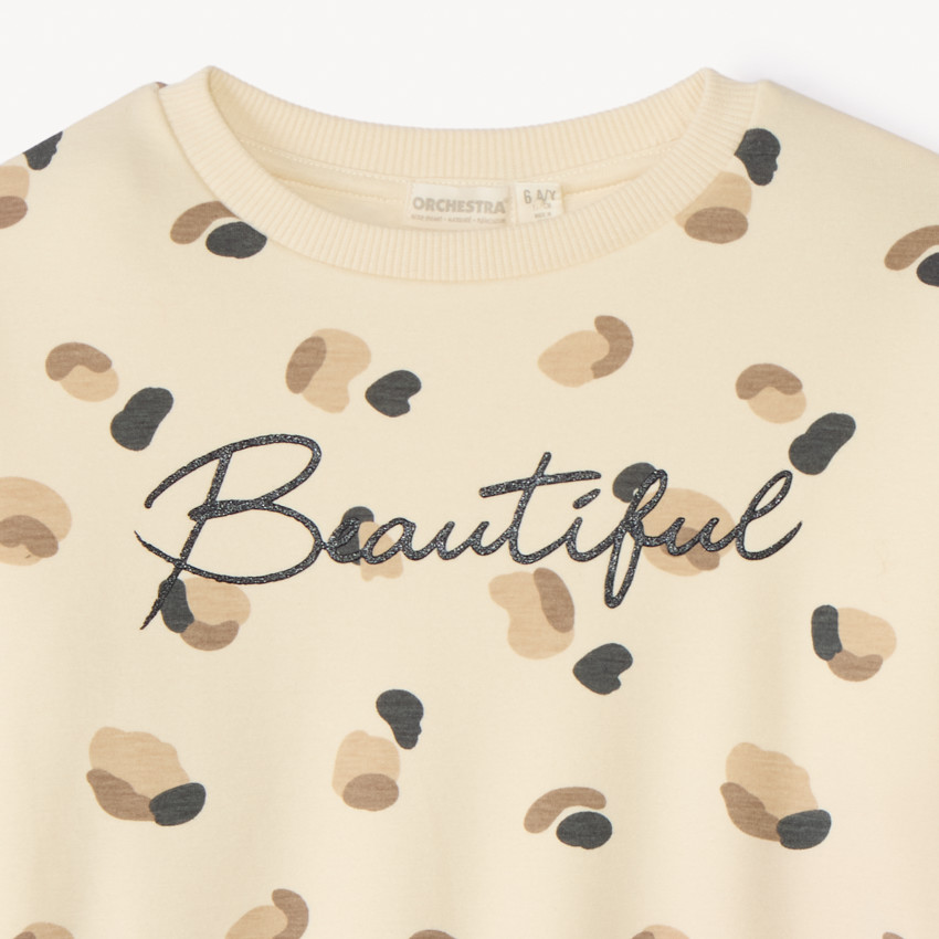 Sudadera de felpa oversize con estampado salpicado para niña 