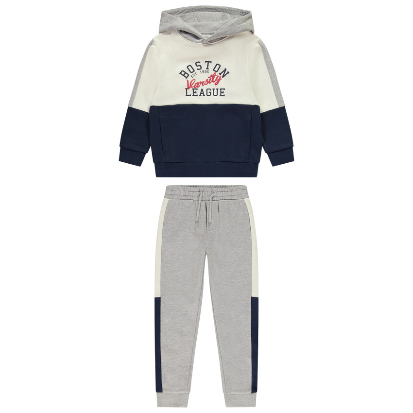 Conjunto jogging sudadera felpa efecto color block para niño 