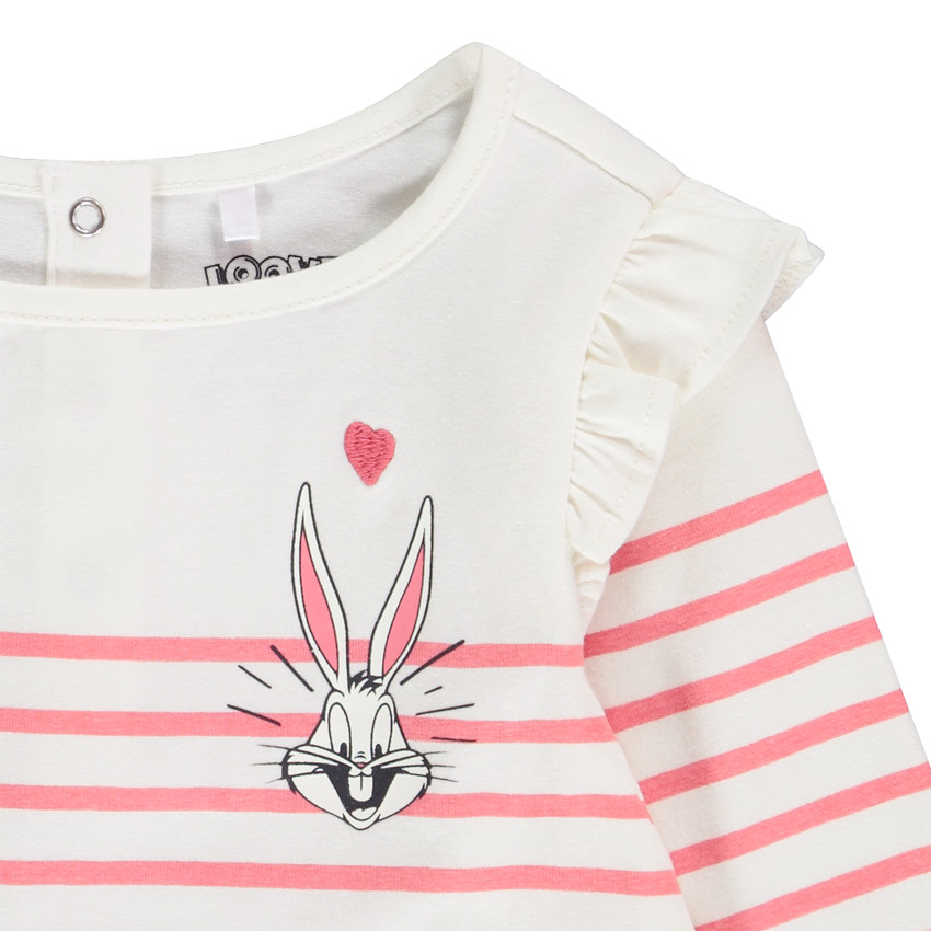 Camiseta de manga larga en jersey estilo marinero con print y bordado de Bugs Bunny para bebé niña Main Camiseta de manga larga en jersey estilo marinero con print y bordado de Bugs Bunny para bebé niña
