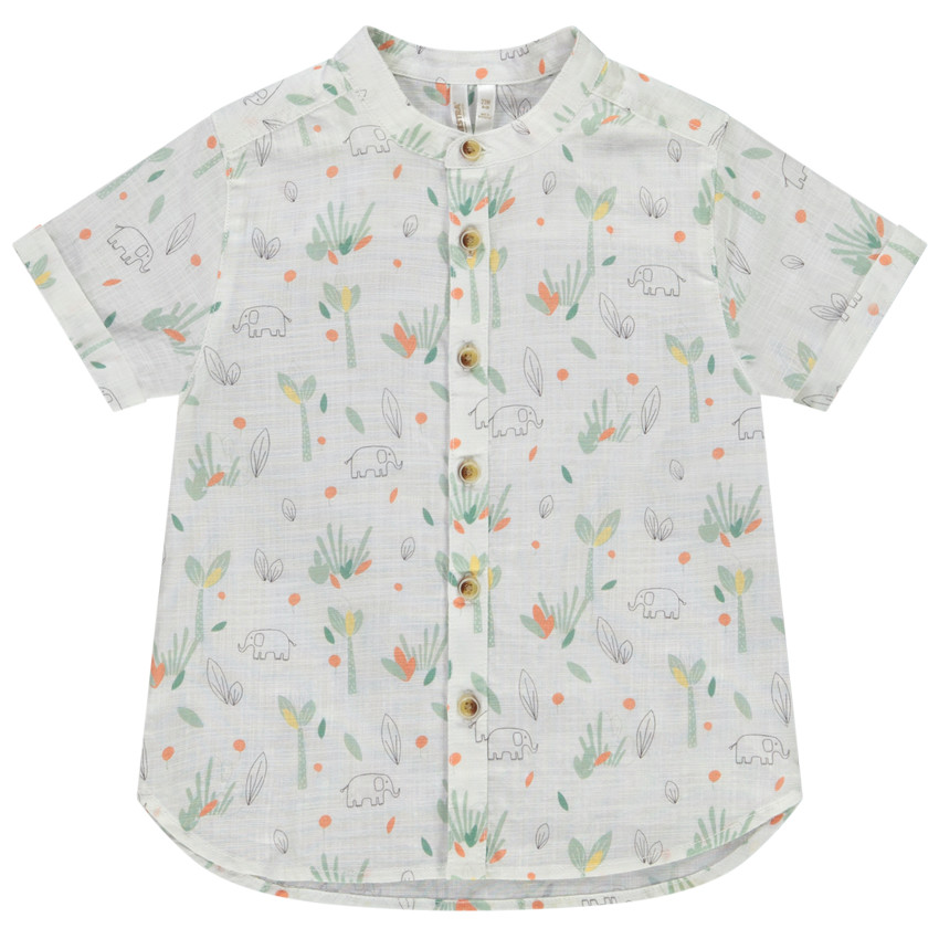 Camisa manga corta cuello mao estampado jungle para bebé niño 