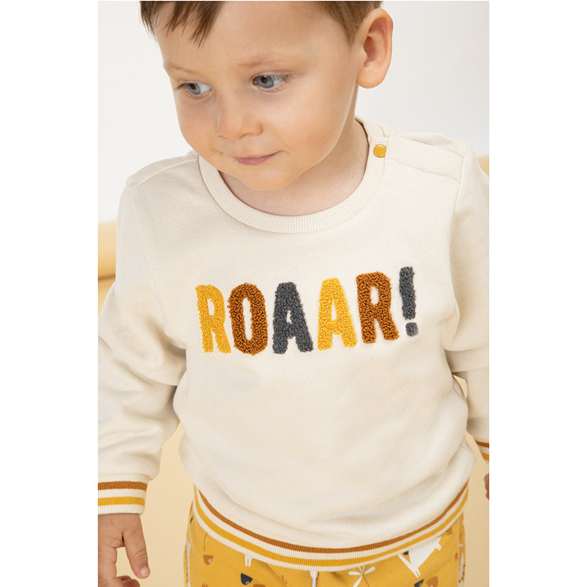 Conjunto en lana de sudadera + pantalón de chándal con estampado de dinosaurios para bebé niño 