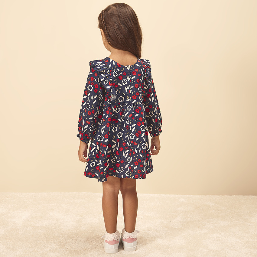 Vestido de manga larga con estampado floral para bebé niña 