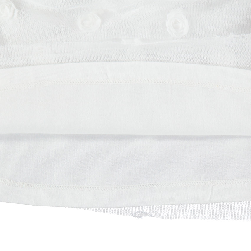 Conjunto de fiesta con túnica de tul con bordado de realce y leggings blancos 