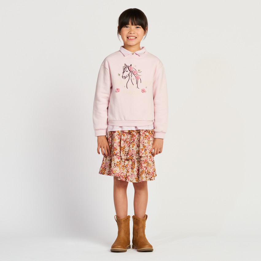 Sweat molleton oversize motif cheval pour fille 