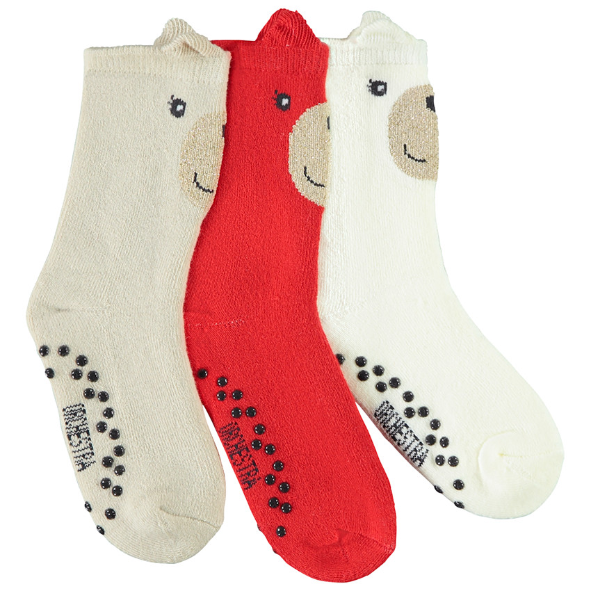 Pack de 3 pares de calcetines altos antideslizantes para bebé niña 